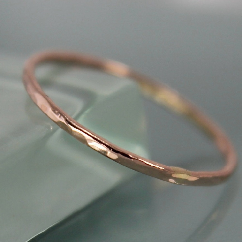Rose Gold Ring 14k SOLID Rose Gold Thin 1mm